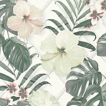 Galerie Wallcoverings Product Code ES31143 - Escape Wallpaper Collection - White, Green, Pink, Grey Colours -  