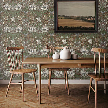 Galerie Wallcoverings Product Code ET12606 - Arts and Crafts Wallpaper Collection - Orange Green Cream Colours -  