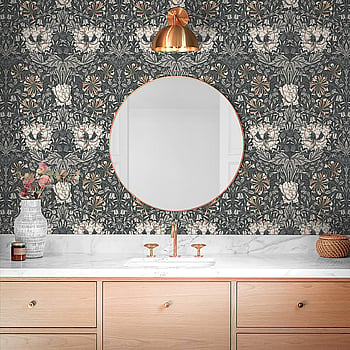 Galerie Wallcoverings Product Code ET12608 - Arts and Crafts Wallpaper Collection - Charcoal Cream Yellow Colours -  