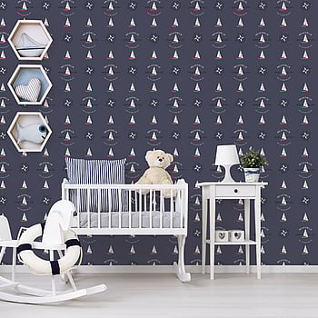 Galerie Wallcoverings Product Code G23036 - Deauville Wallpaper Collection - Navy Blue Red White Colours -  