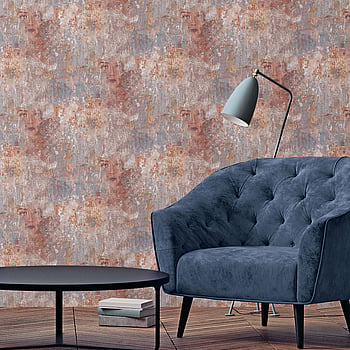 Galerie Wallcoverings Product Code G45380 - Grunge Wallpaper Collection - Purple Copper Grey Colours -  