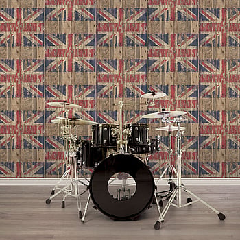 Galerie Wallcoverings Product Code G45384 - Grunge Wallpaper Collection - Brown Red Blue Colours -  